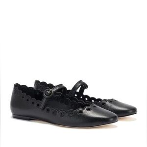 Larroude Black Scalloped Loafers